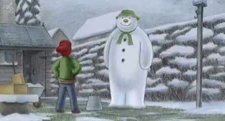 Снеговик и снежный пёс кадры